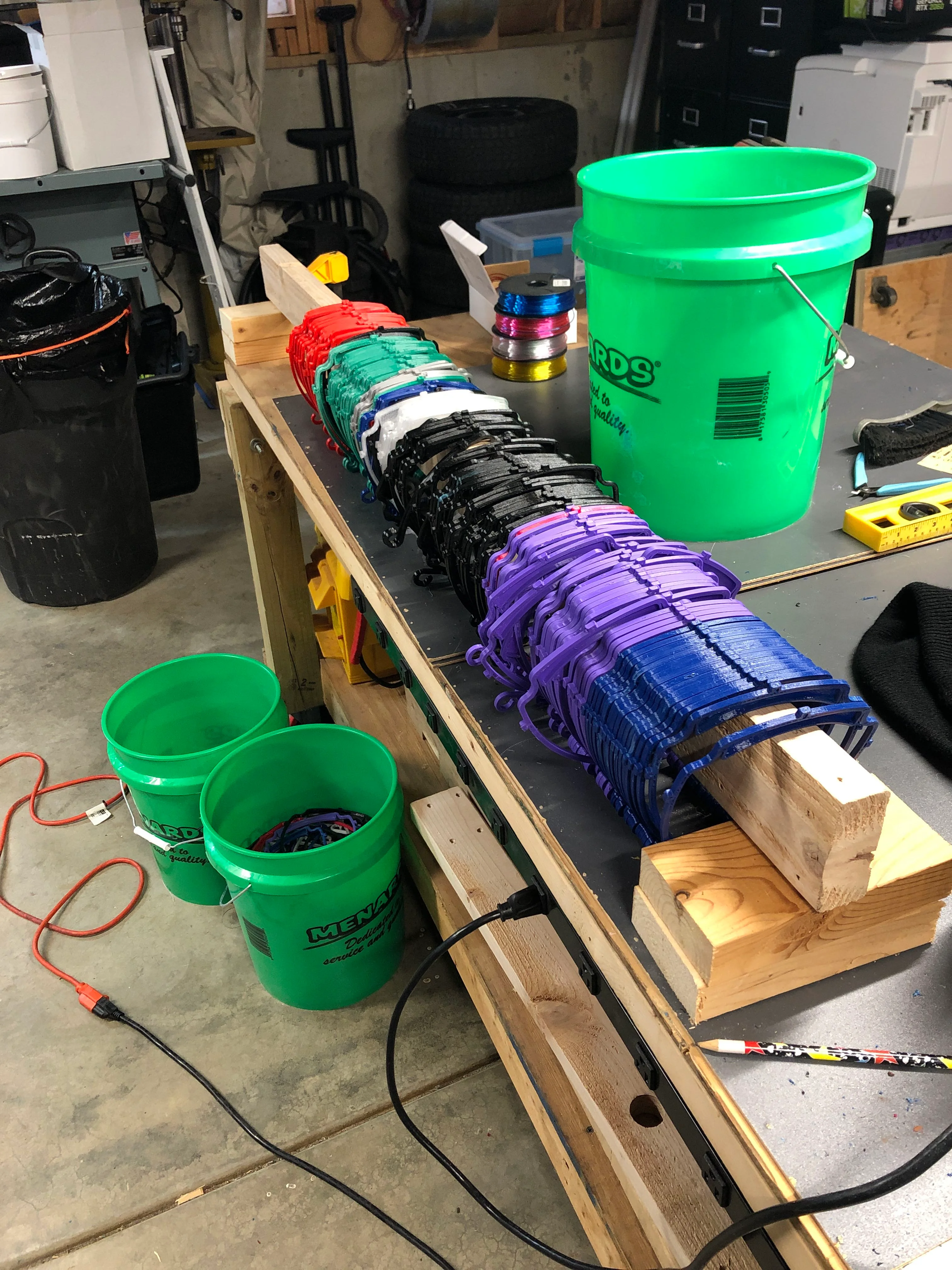 3D-printing production setup used to make face-shield components