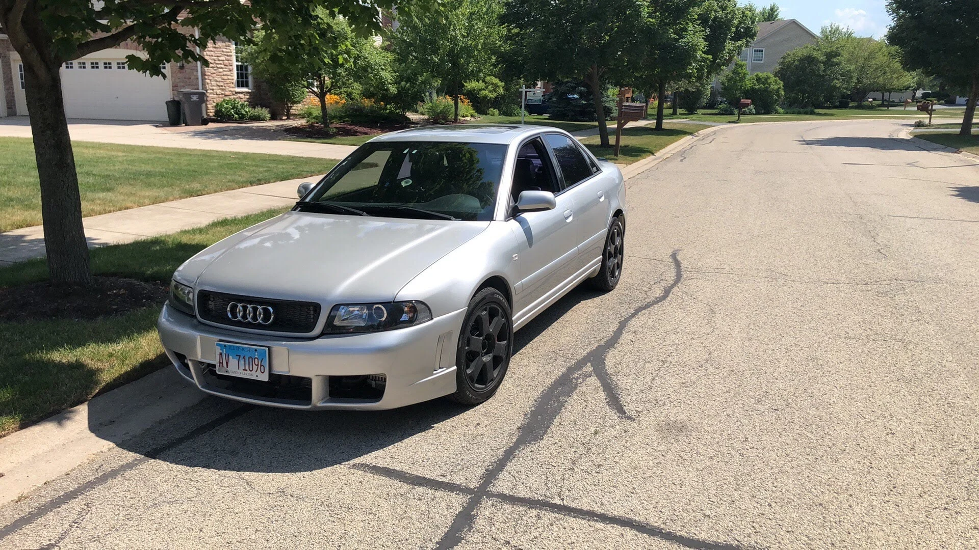 Bob's silver B5 Audi S4 viewed from the front three-quarter angle